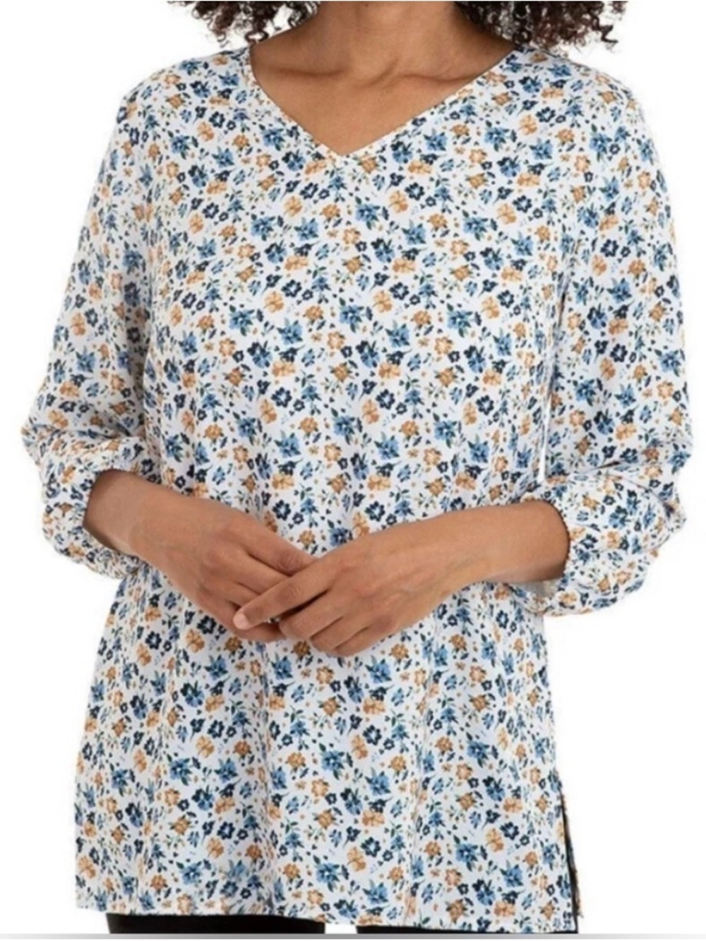 Mario Serrani Women's Floral Print V-Neck Tunic Blouse. XXL - Picture 7 of 8